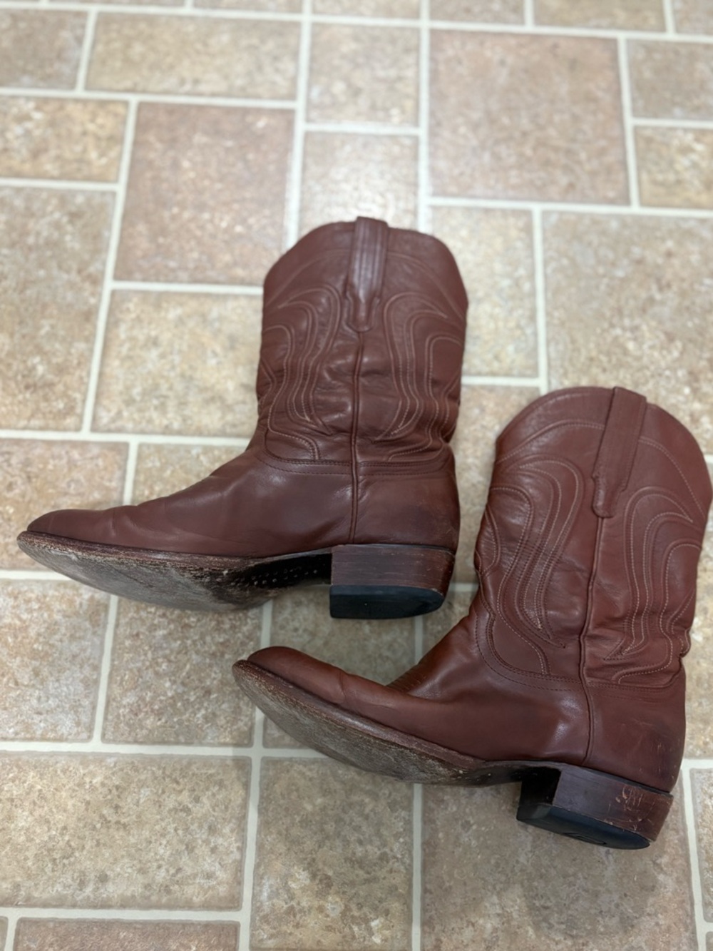 Tecovas Cartwright Boots Hazelnut Cow Hide Leather Size 10EE PRE-OWNED See Pics - Picture 4 of 14